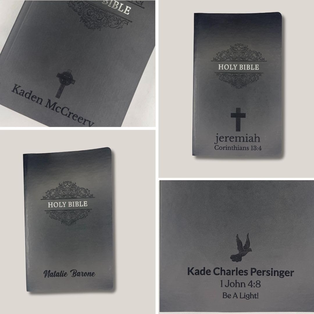 Personalized NIV Thinline Holy Bible Faux Leather Large Print Size | Custom with Name, Date or Text | Gift for Christian & Religious Celebrations | Brown