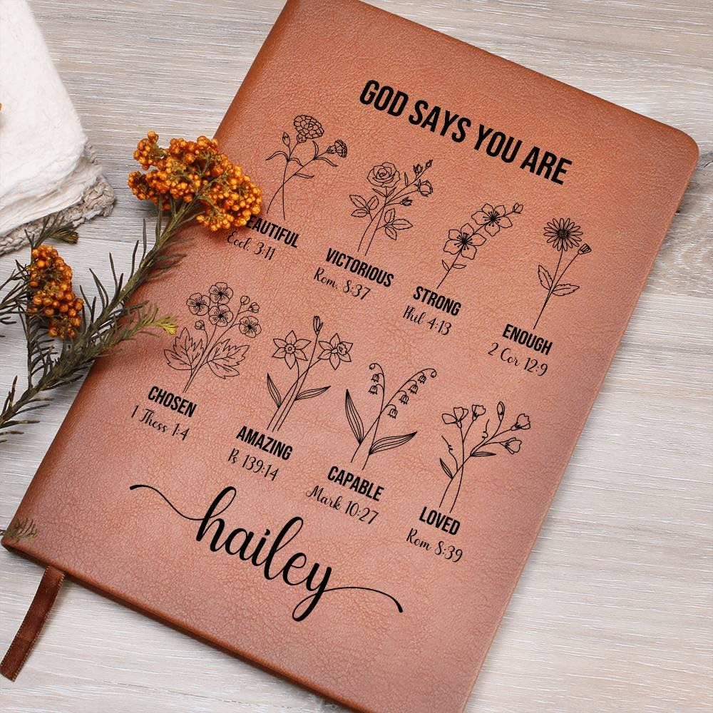 urbanNEST Personalized Prayer Journal For Women Custom Positive Affirmations Journal Christian Gift Religious Gift for Girls Journal God Says You Are