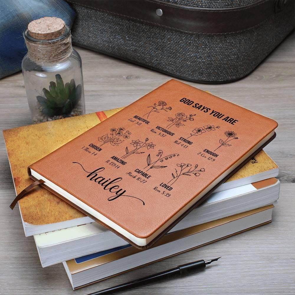 urbanNEST Personalized Prayer Journal For Women Custom Positive Affirmations Journal Christian Gift Religious Gift for Girls Journal God Says You Are