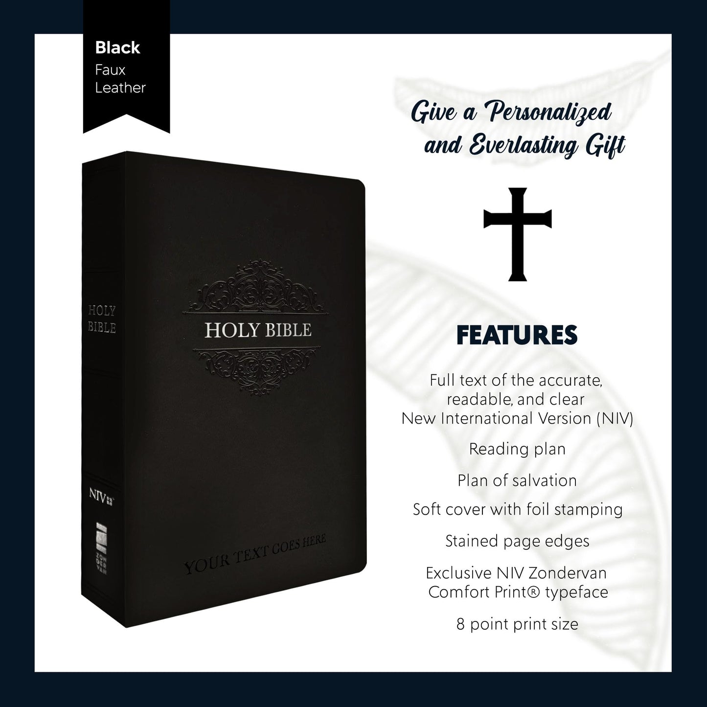 Personalized NIV Thinline Holy Bible Faux Leather Large Print Size | Custom with Name, Date or Text | Gift for Christian & Religious Celebrations | Brown