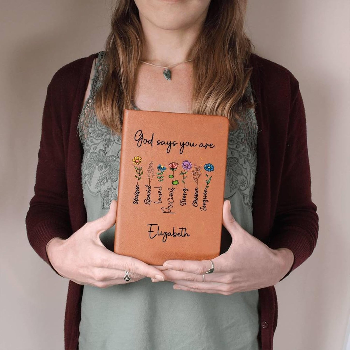 Personalized Prayer Journal for Woman or Man, Custom A5 Vegan Leather Notebook with Name, Religious Christian Gifts, Gratitude Journal, Devotionals for women, Bible Study Notebooks for Note Taking