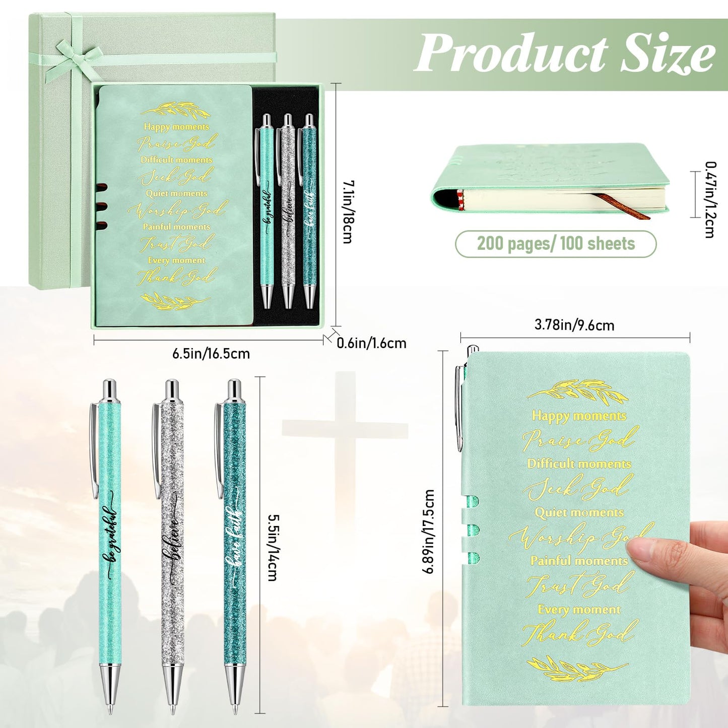 Spakon 5 Pcs Serenity Prayer Recovery Journal Gifts Christian Journal Christmas Sobriety Gifts for Women Leather Notebook 3 Ballpoint Pens with Box for Pastor's Wife Godmother Sunday School, Pink