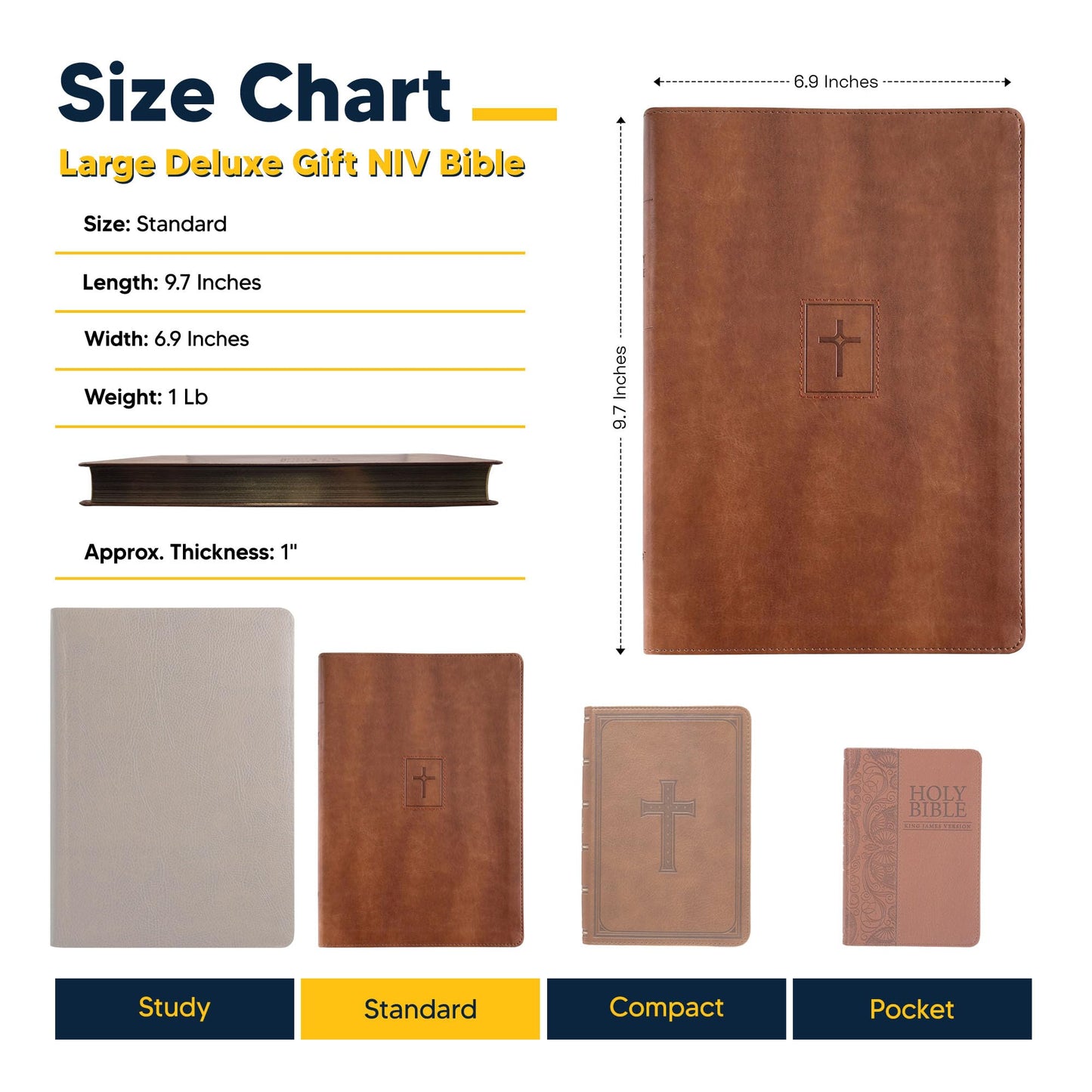 Personalized NIV Thinline Holy Bible Faux Leather Large Print Size | Custom with Name, Date or Text | Gift for Christian & Religious Celebrations | Brown