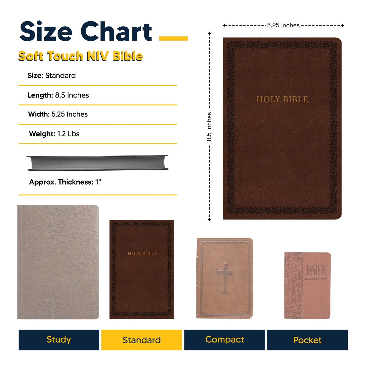 Personalized NIV Thinline Holy Bible Faux Leather Large Print Size | Custom with Name, Date or Text | Gift for Christian & Religious Celebrations | Brown