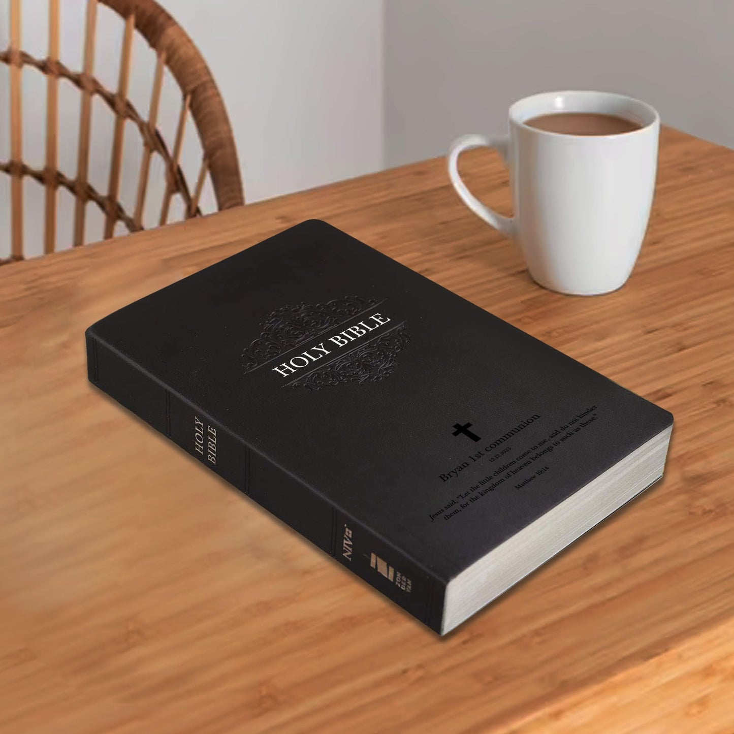 Personalized NIV Thinline Holy Bible Faux Leather Large Print Size | Custom with Name, Date or Text | Gift for Christian & Religious Celebrations | Brown