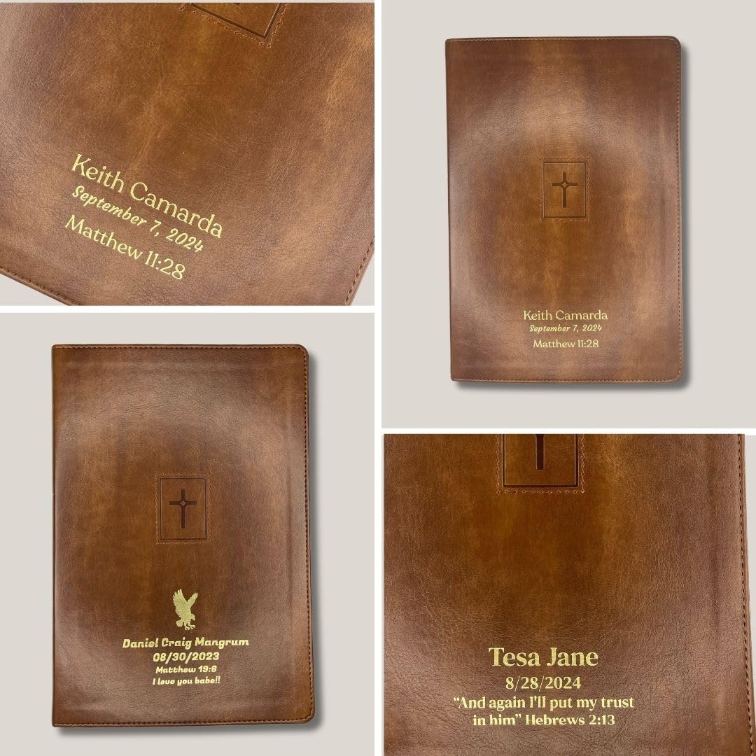 Personalized NIV Thinline Holy Bible Faux Leather Large Print Size | Custom with Name, Date or Text | Gift for Christian & Religious Celebrations | Brown