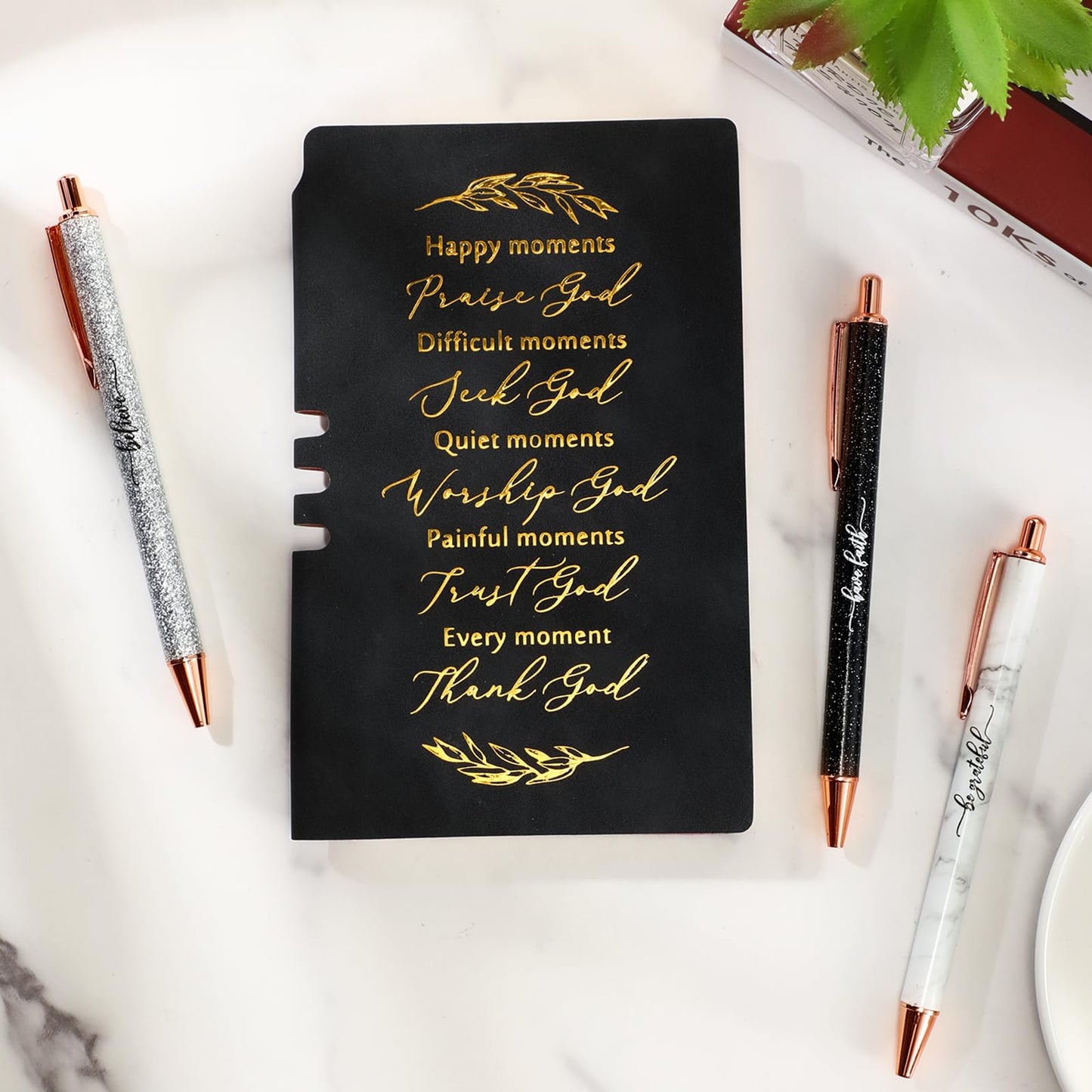 Spakon 5 Pcs Serenity Prayer Recovery Journal Gifts Christian Journal Christmas Sobriety Gifts for Women Leather Notebook 3 Ballpoint Pens with Box for Pastor's Wife Godmother Sunday School, Pink