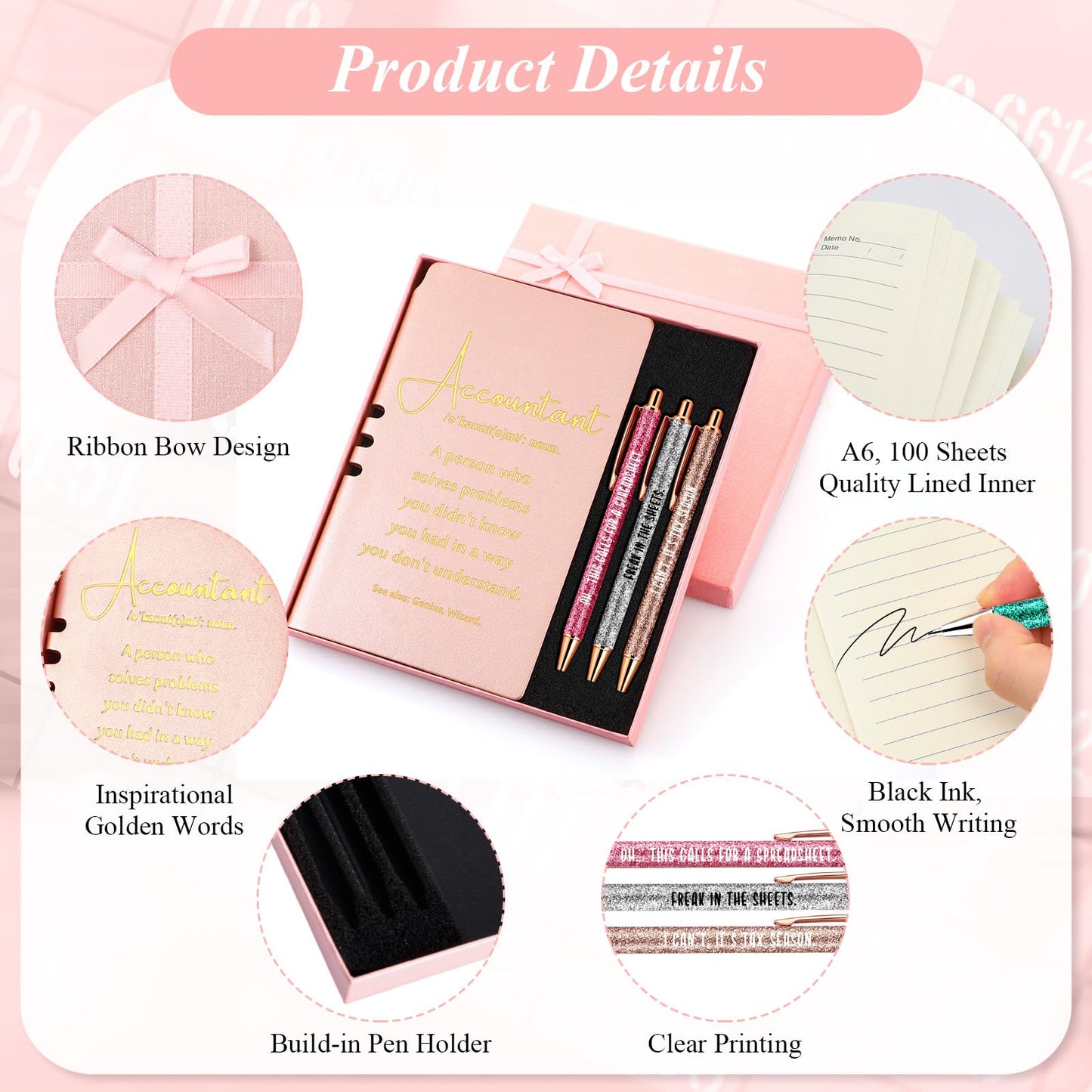 Spakon 5 Pcs Serenity Prayer Recovery Journal Gifts Christian Journal Christmas Sobriety Gifts for Women Leather Notebook 3 Ballpoint Pens with Box for Pastor's Wife Godmother Sunday School, Pink