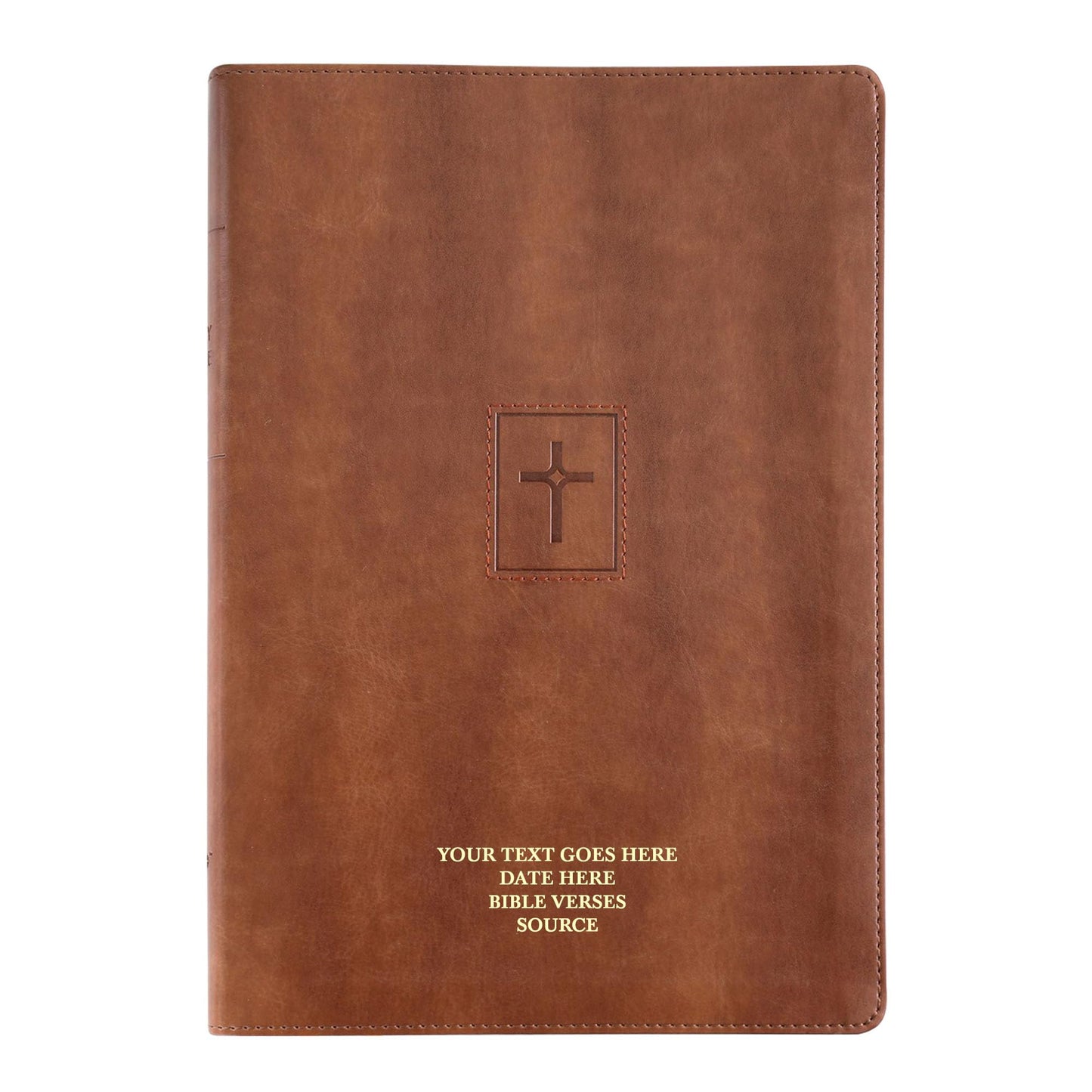 Personalized NIV Thinline Holy Bible Faux Leather Large Print Size | Custom with Name, Date or Text | Gift for Christian & Religious Celebrations | Brown