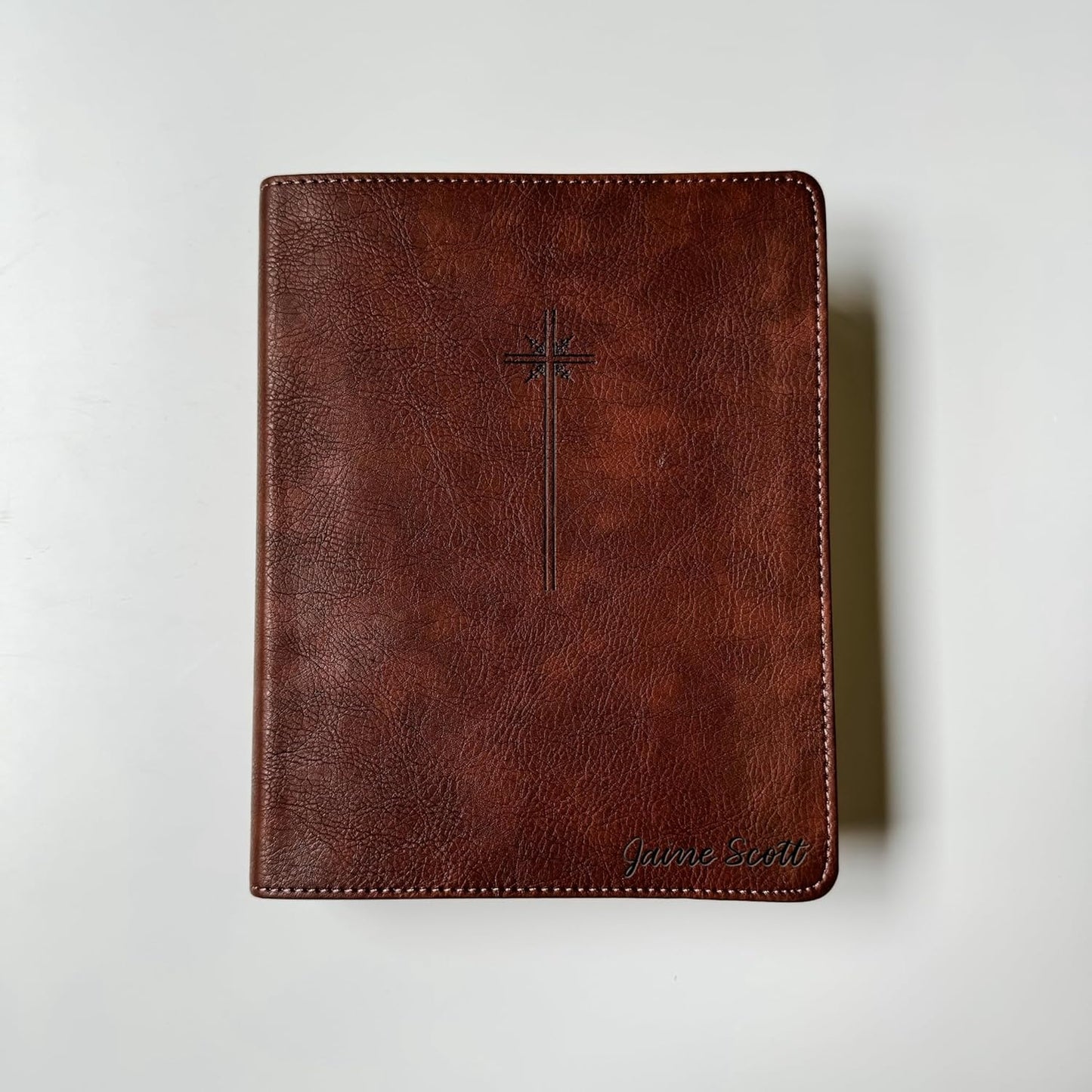 Personalized NIV Journaling Bible, Brown With Large Cross, Option to Customize with Hand Lettered Name on Cover…