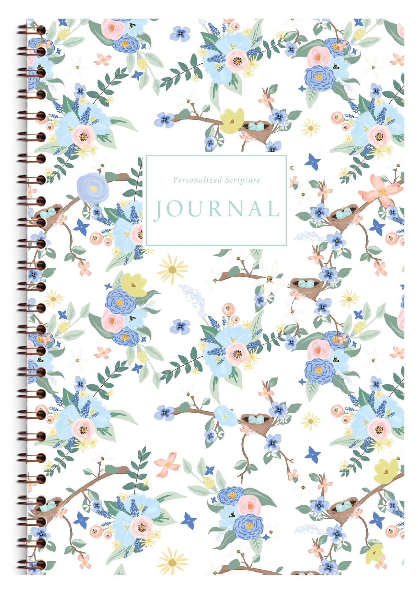 Women's Personalized Scripture Journal - Bible Journal - Prayer Journal For Women - Daily Devotional Custom Journaling Notebook Diary (Navy Floral Cross)