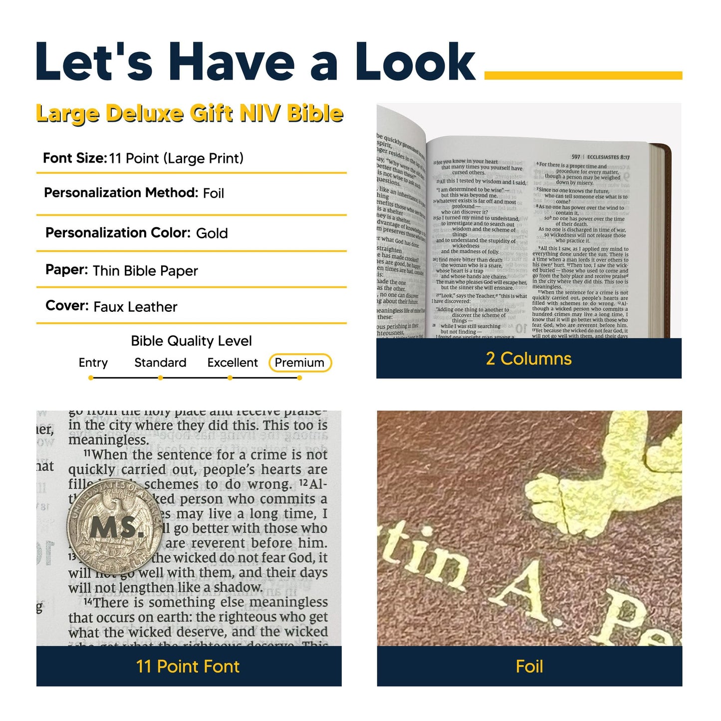 Personalized NIV Thinline Holy Bible Faux Leather Large Print Size | Custom with Name, Date or Text | Gift for Christian & Religious Celebrations | Brown