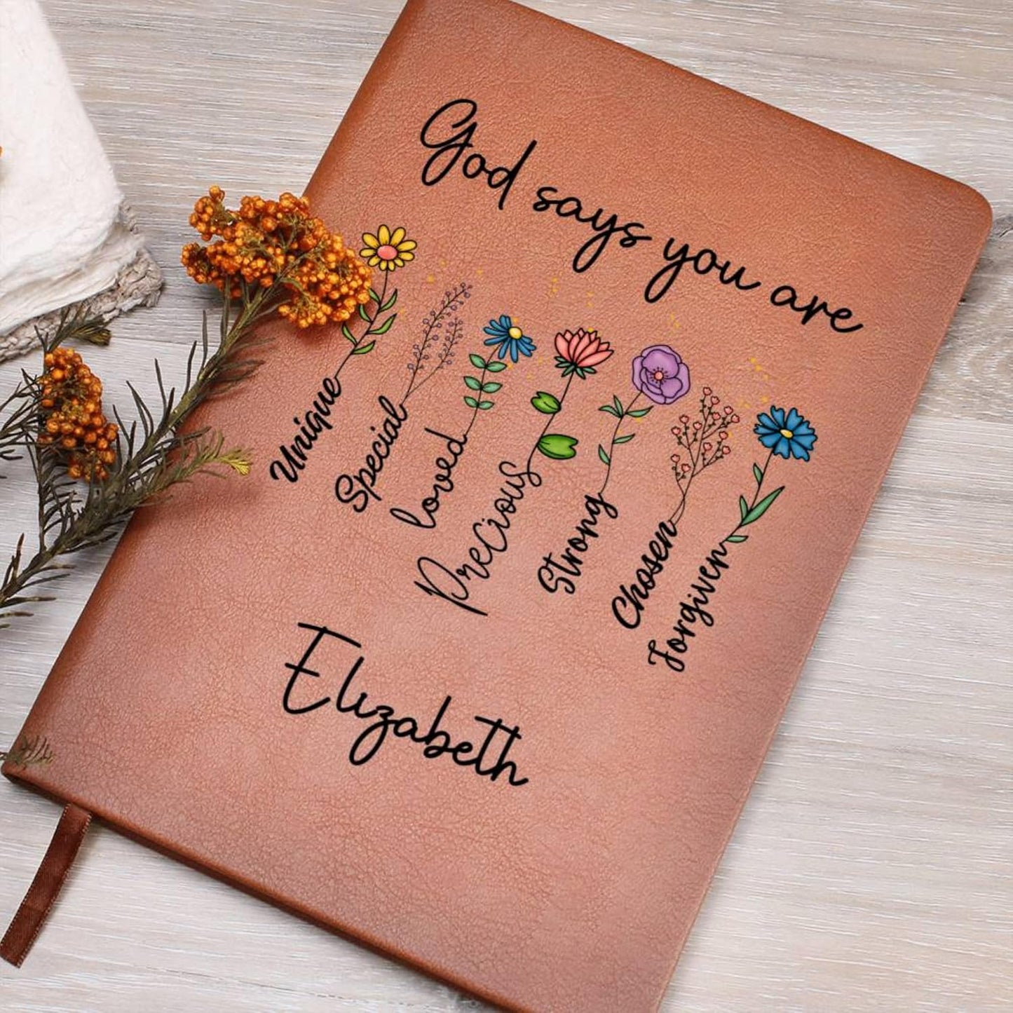 Personalized Prayer Journal for Woman or Man, Custom A5 Vegan Leather Notebook with Name, Religious Christian Gifts, Gratitude Journal, Devotionals for women, Bible Study Notebooks for Note Taking