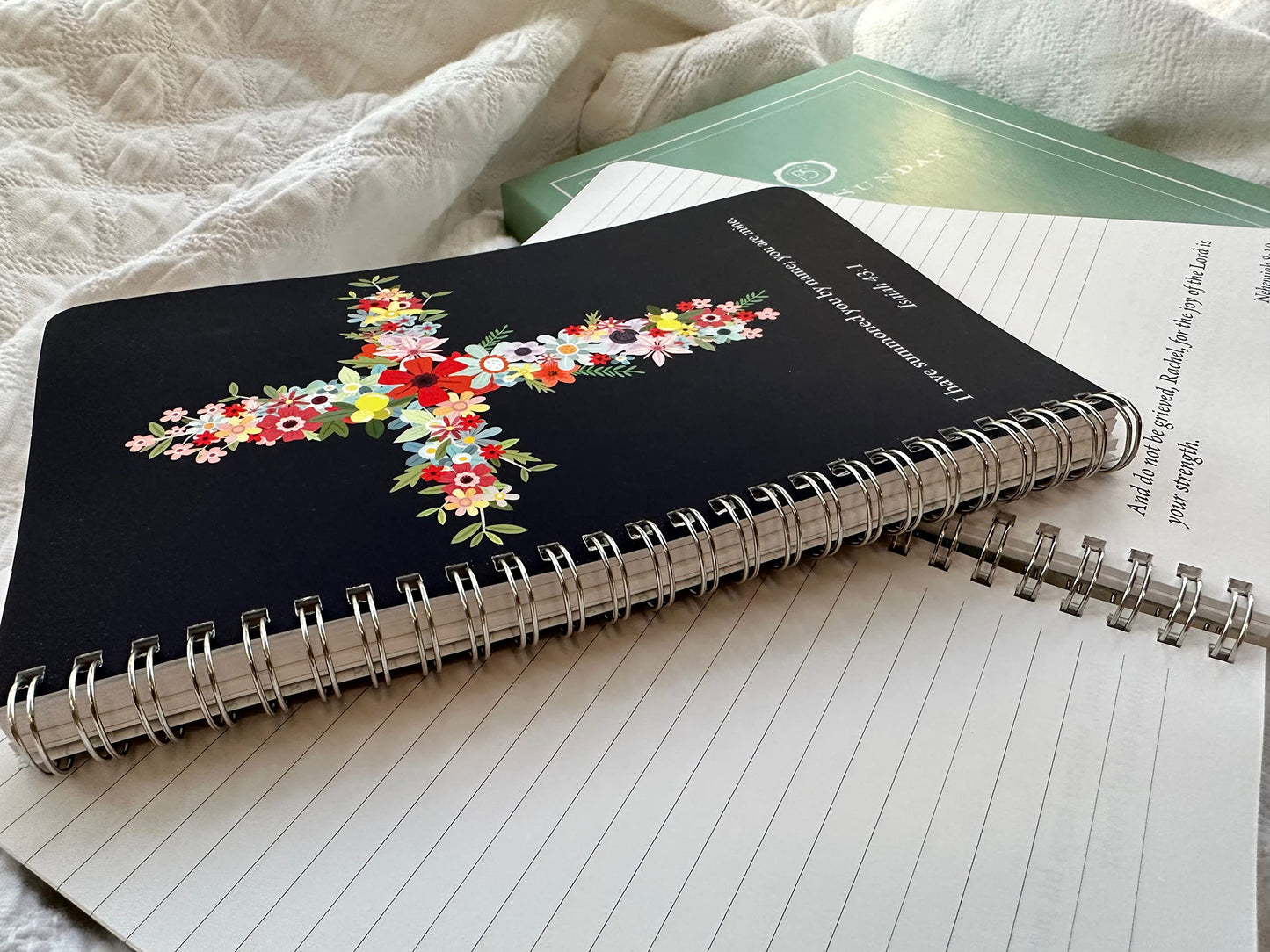 Women's Personalized Scripture Journal - Bible Journal - Prayer Journal For Women - Daily Devotional Custom Journaling Notebook Diary (Navy Floral Cross)