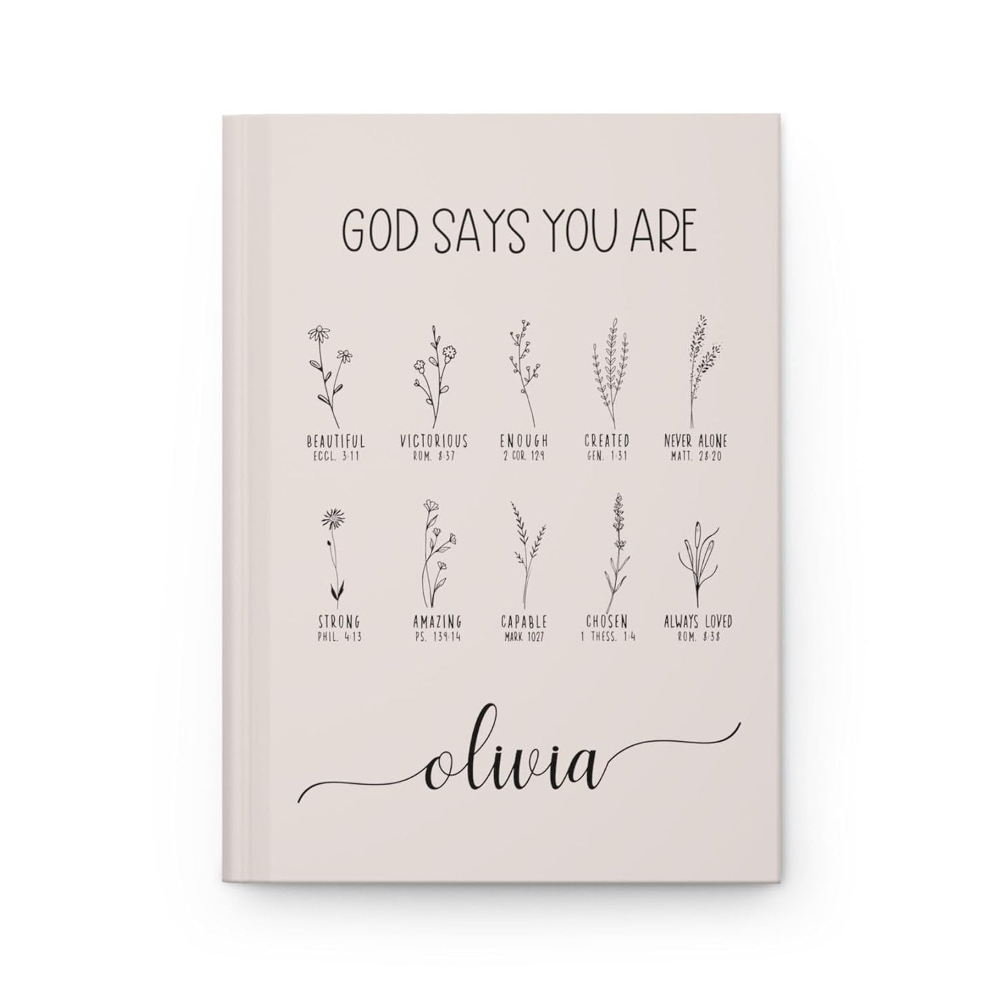 God Says You Are Personalized Prayer Journal For Women, Positive Affirmations Journal, Custom A5 Hardcover Notebook with Name, Religious Christian Gift, Gratitude Journal, Devotionals for Women
