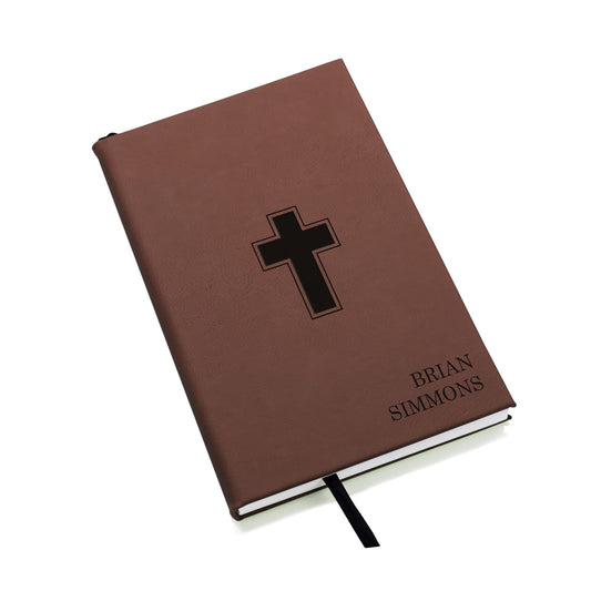 Lifetime Creations Personalized Prayer Journal: Engraved Custom Bible Study Notebook, Religious Gift for First Communion, Confirmation, Christian Gift for Women Men (Dark Brown)