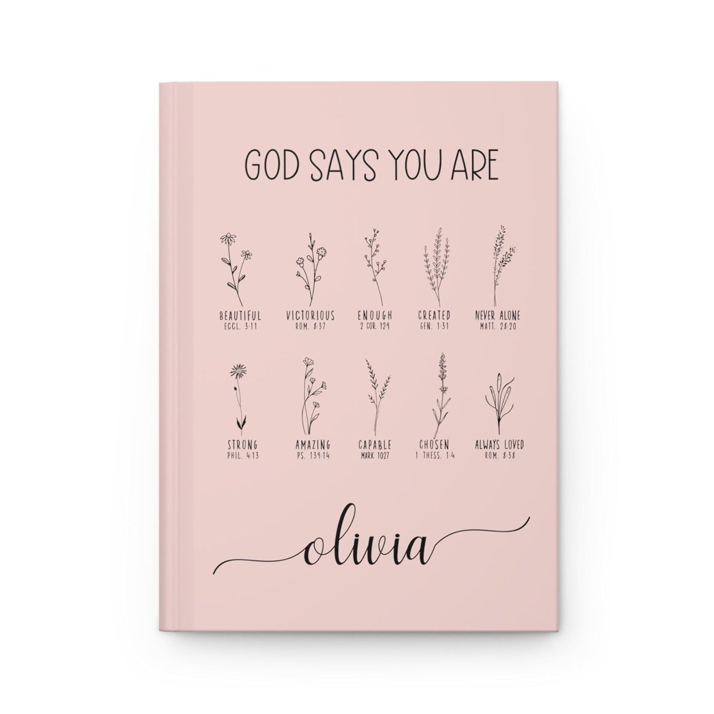 God Says You Are Personalized Prayer Journal For Women, Positive Affirmations Journal, Custom A5 Hardcover Notebook with Name, Religious Christian Gift, Gratitude Journal, Devotionals for Women
