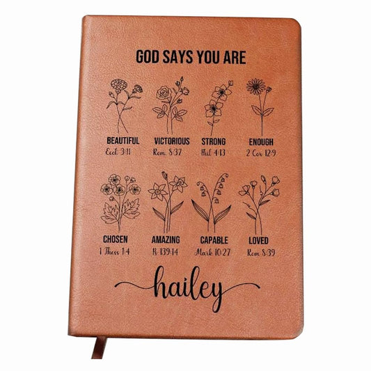 urbanNEST Personalized Prayer Journal For Women Custom Positive Affirmations Journal Christian Gift Religious Gift for Girls Journal God Says You Are
