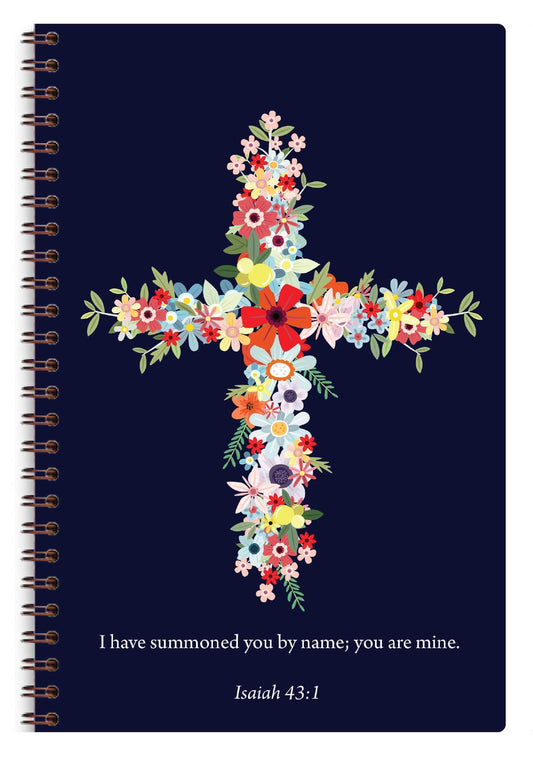 Women's Personalized Scripture Journal - Bible Journal - Prayer Journal For Women - Daily Devotional Custom Journaling Notebook Diary (Navy Floral Cross)