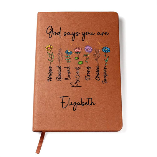 Personalized Prayer Journal for Woman or Man, Custom A5 Vegan Leather Notebook with Name, Religious Christian Gifts, Gratitude Journal, Devotionals for women, Bible Study Notebooks for Note Taking