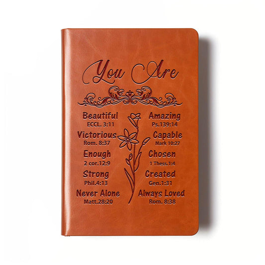 Christian Gifts Leather Notebook Bible Verse Faith Religious Writing Notebook for Women Men Religious Inspirational Christian Gift for Friends Family (you are beautiful)