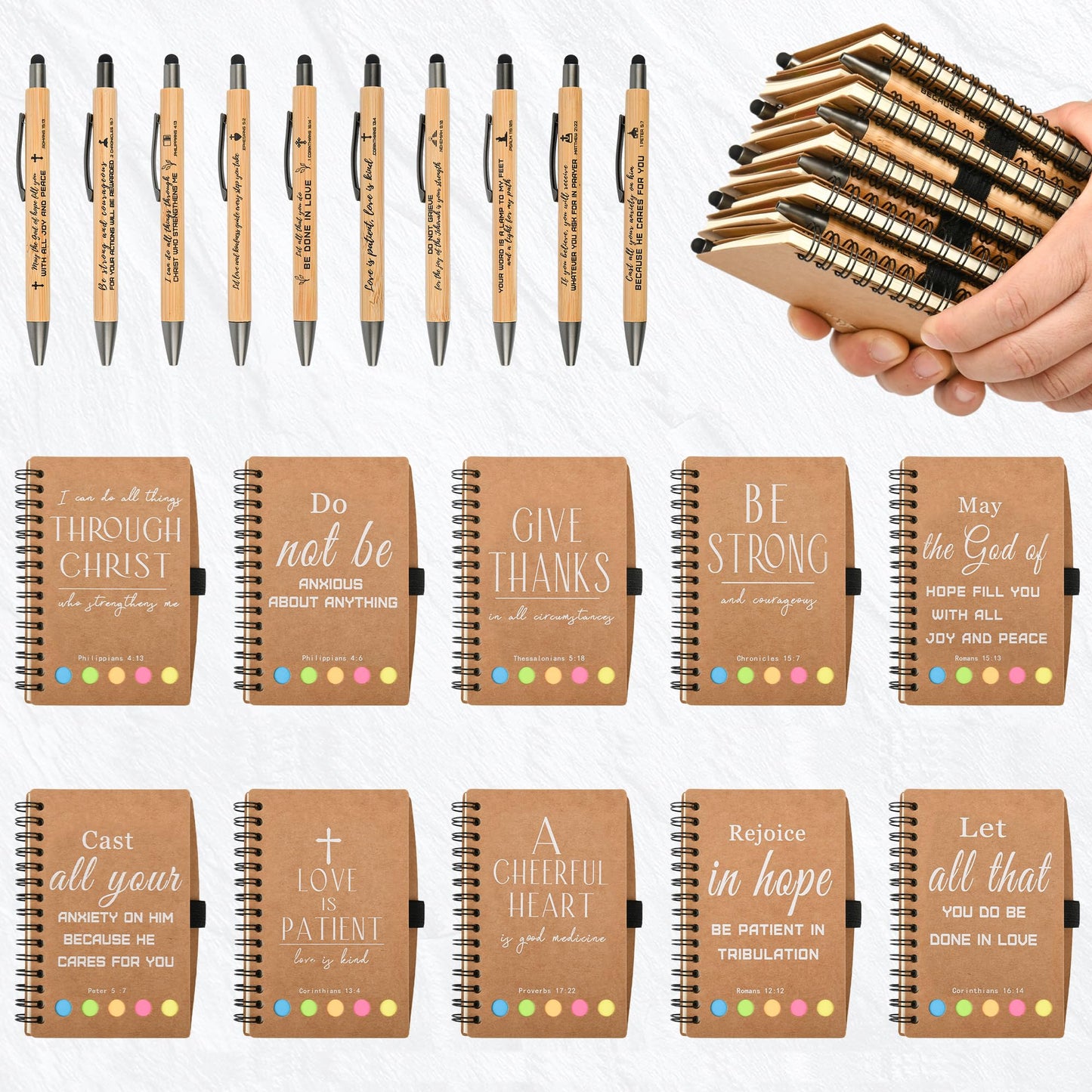 INSADA Christian Gifts Prayer Journal Bulk Notebook with Sticky Notes Christian Journal for Teachers Students Friends Family Christmas gifts(20 sets)
