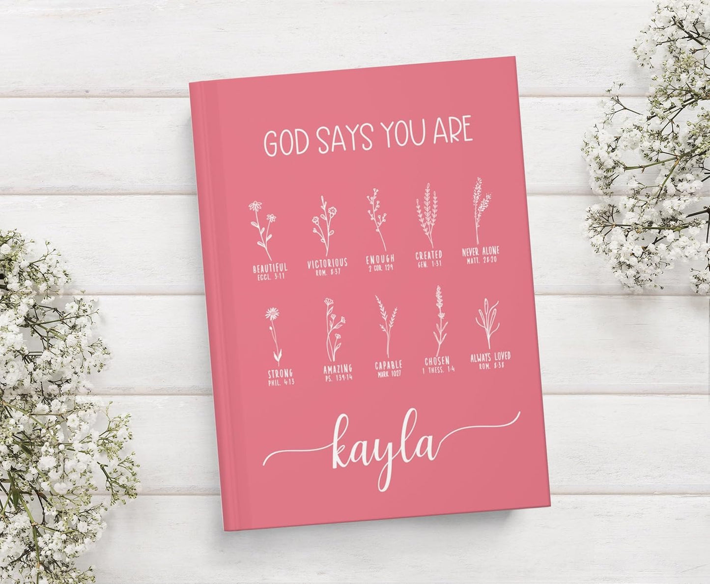 God Says You Are Personalized Prayer Journal For Women, Positive Affirmations Journal, Custom A5 Hardcover Notebook with Name, Religious Christian Gift, Gratitude Journal, Devotionals for Women