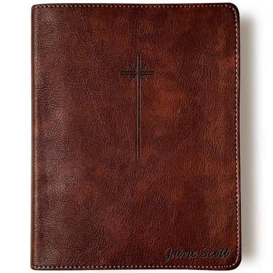 Personalized NIV Journaling Bible, Brown With Large Cross, Option to Customize with Hand Lettered Name on Cover…